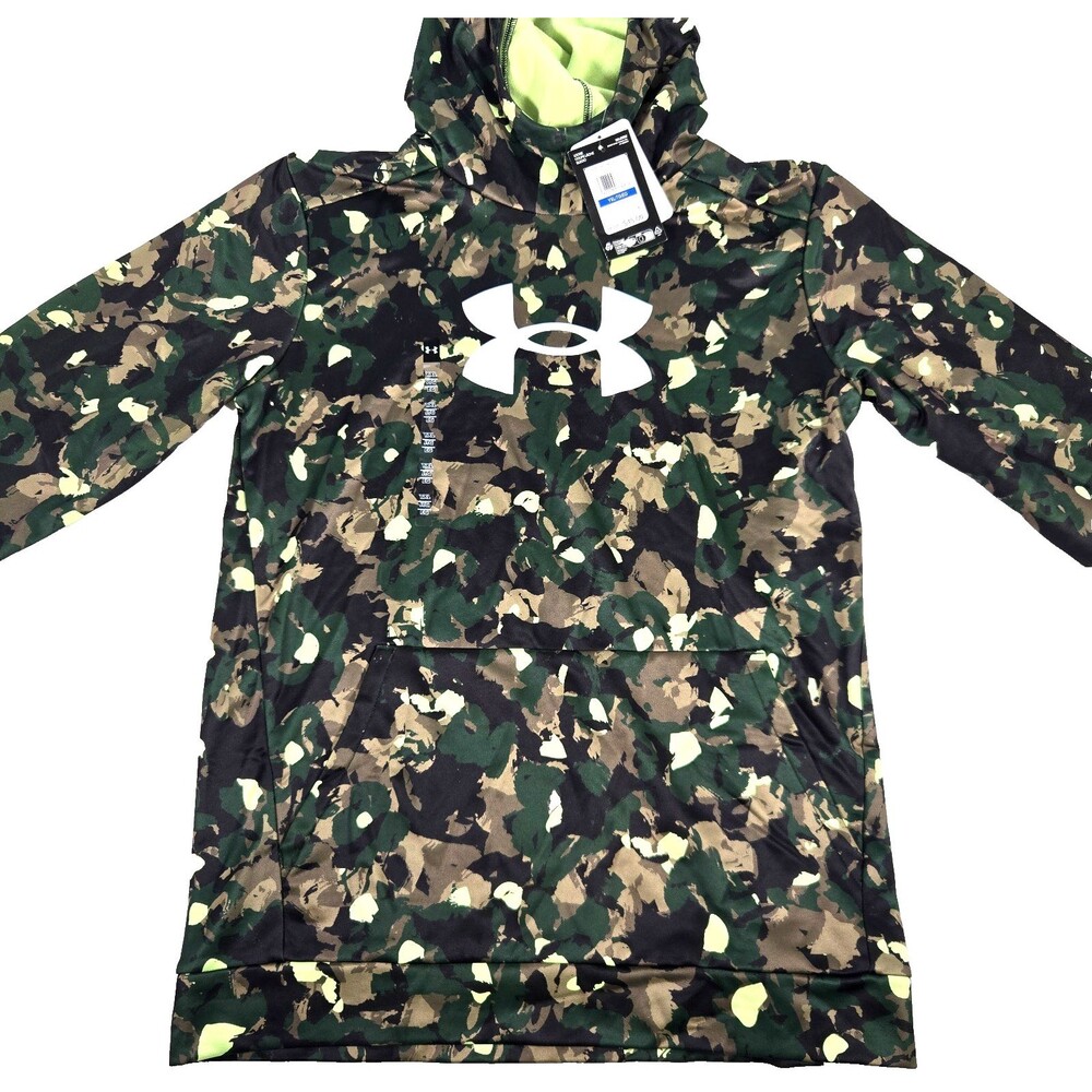 Under Armour Fleece Big Logo Printed Green Camo Size Youth XL NWT
